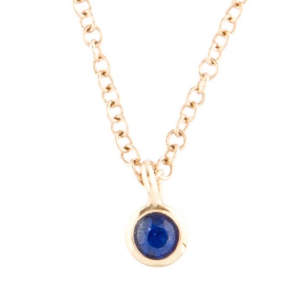 EF COLLECTION 14K YELLOW GOLD  SAPPHIRE PENDANT NECKLACE - Picture 2 of 9